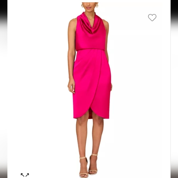 NWT Aidan Mattox Hot Pink Cowl Neck Cocktail Dress m127 - Picture 1 of 7